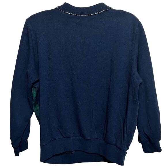 Vintage Cricket Lane Plaid Polo Sweater M 80s Blackwatch Preppy Gold Buttons - Picture 6 of 10